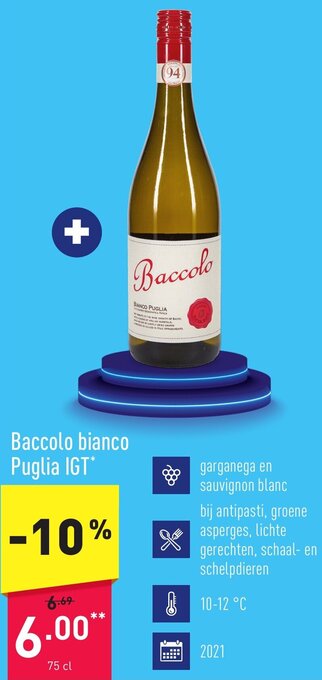 ALDI Baccolo bianco Puglia IGT 75cl aanbieding