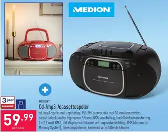 ALDI Medion cd-/mp3-/cassettespeler aanbieding