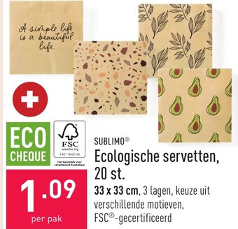 ALDI Sublimo ecologische servetten, 20 st aanbieding