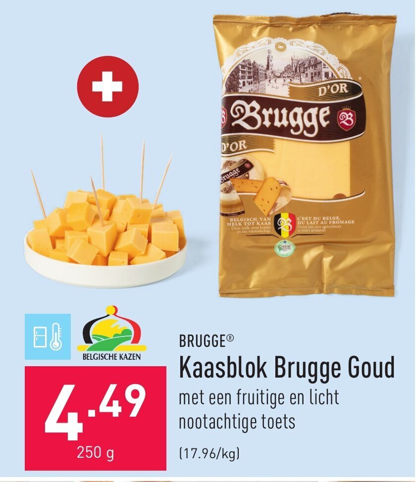 Brugge kaasblok brugge goud 250g promotie bij ALDI
