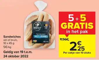 Carrefour Market Sandwiches 10 x 45g aanbieding