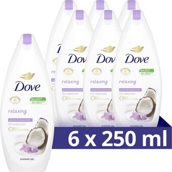 Dove kokosmelk & jasmijnblaadjes relaxing douchegel - voordeelverpakking - 6 x 250 ml