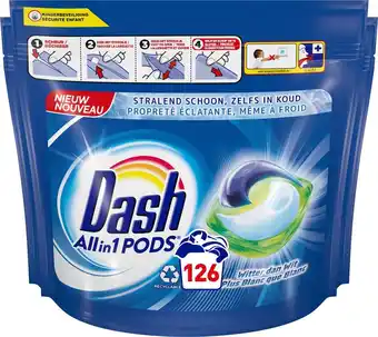Dash alles-in-1 pods wascapsules - witter dan wit - voordeelverpakking 3 x 42 wasbeurten