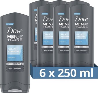 Bol.com Dove men+care clean comfort verzorgende douchegel - 6 x 250 ml - voordeelverpakking aanbieding