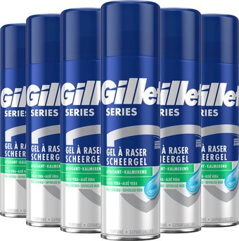 Bol.com Gillette series gevoelige huid scheergel mannen - 6x200ml voordeelverpakking aanbieding