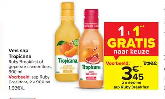 Carrefour Market Vers sap Tropicana 2 x 900ml aanbieding