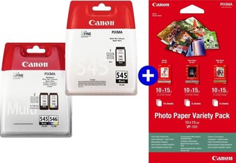 Canon pg-545 & cl-546 - inktcartridge - 2x zwart / 1x kleur - incl. canon fotopapier