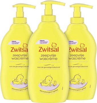 Bol.com Zwitsal baby zeepvrije wascrème - 3 x 400 ml - voordeelverpakking aanbieding
