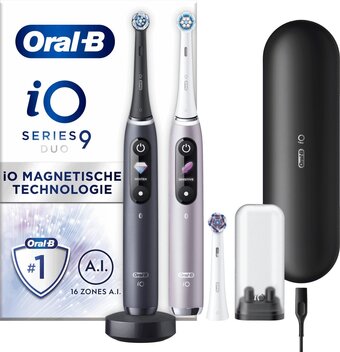 Bol.com Oral-b special edition io - 9 - roze en zwart - elektrische tandenborstel - duopack aanbieding