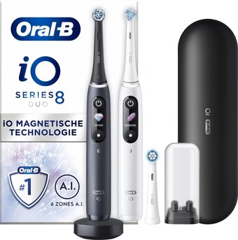 Bol.com Oral-b io 8 - wit en zwart - elektrische tandenborstels - duopack aanbieding