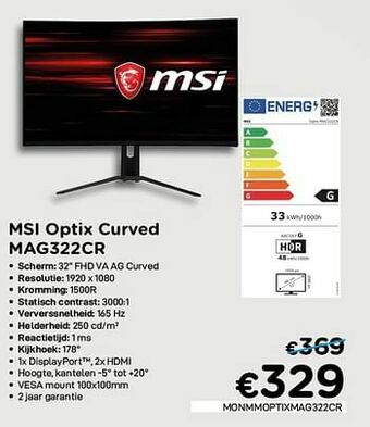CompuDeals Msi optix curved mag322cr aanbieding