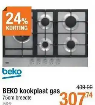 Cevo Beko kookplaat gas aanbieding
