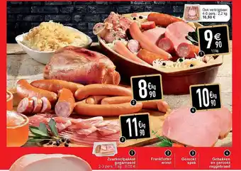 Cora Zuurkoolpakket gegarneerd, frankfurter worst, gerookt spek, gebakken en gerookt ruggebraad aanbieding