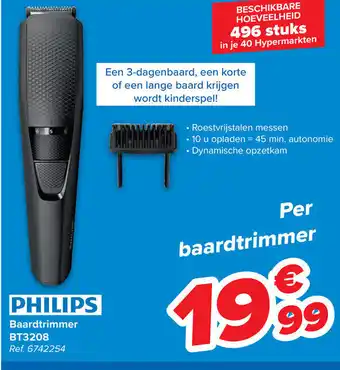 Carrefour Philips Baardtrimmer BT3208 6742254 aanbieding