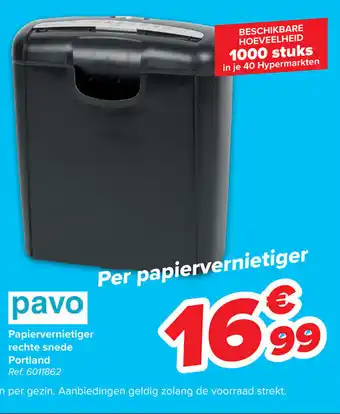 Pavo Papiervernietiger Rechte Snede Portland 6011862
