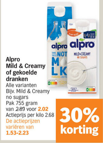 Albert Heijn Alpro Mild & Creamy of Gekoelde Dranken aanbieding