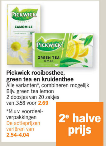 Albert Heijn Pickwick Rooibosthee Green Tea en Kruidenthee aanbieding