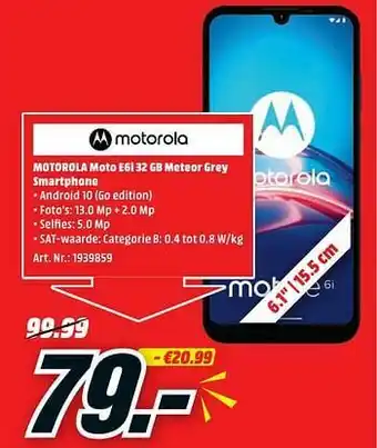 Motorola moto e6i 32 gb meteor grey smartphone