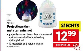 Lidl Auriol projectiewekker met sterrenhemel aanbieding