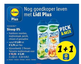 Lidl Teisseire siroop 0% aanbieding