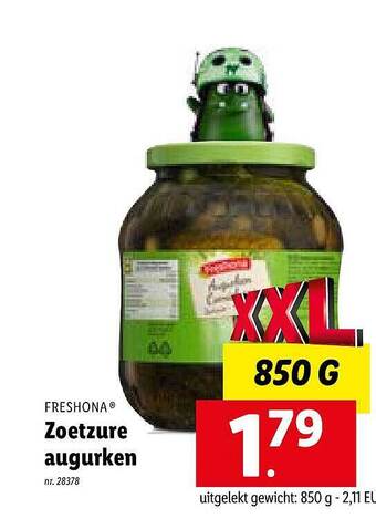 Lidl Freshona zoetzure augurken aanbieding