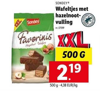 Lidl Sondey wafeltjes met hazelnootvulling aanbieding