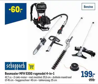 Makro Scheppach bosmaaier mfh rugmodel 4-in-1 aanbieding