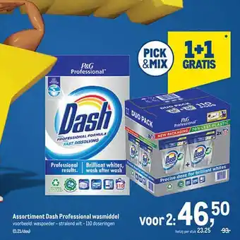 Makro Assortiment dash professional wasmiddel 1+1 gratis aanbieding