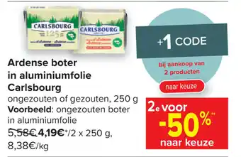 Carrefour Ardense boter in aluminiumfolie Carlsbourg aanbieding