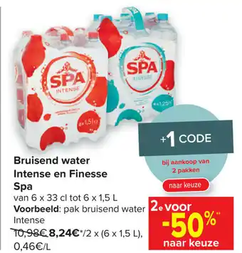 Carrefour Bruisend water Intense en Finesse Spa aanbieding