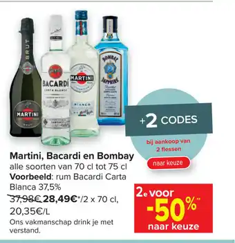 Carrefour Martini, Bacardi en Bombay aanbieding