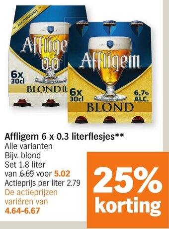 Albert Heijn Affligem 6 x 0.3 Literflesjes aanbieding