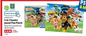 Lidl 3-in-1 houten puzzel paw patrol aanbieding