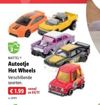 Lidl Mattel autootje hot wheels aanbieding