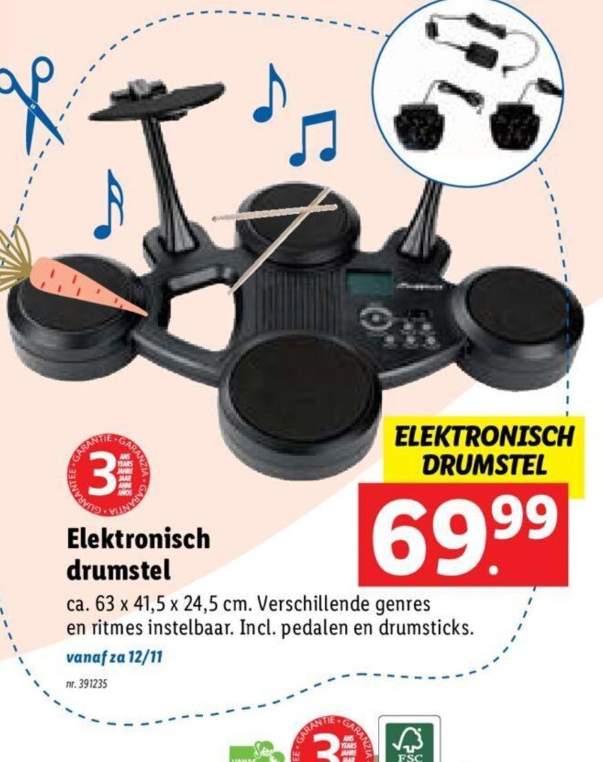 Elektronisch drumstel promotie bij Lidl