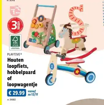 Lidl Houten Loopfiets hobbelpaard of loopwagentje aanbieding