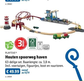 Lidl Playtive houten spoorweg haven aanbieding