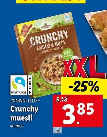 Lidl Crownfield crunchy muesli aanbieding