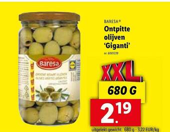 Lidl Baresa ontpitte olijven 'giganti' aanbieding