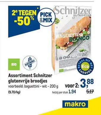 Makro Assortiment schnitzer glutenvrije broodjes aanbieding