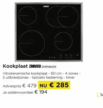 Kookplaats zanussi zhrn643x