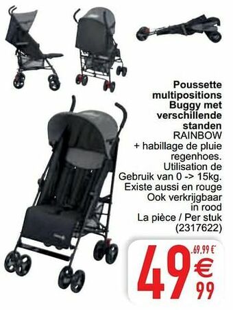 Cora Poussette multipositions buggy met verschillende standen rainbow aanbieding