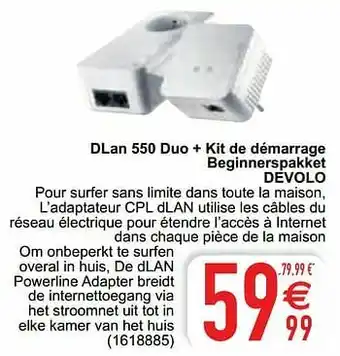 Cora Dlan 550 duo + kit de démarrage beginnerspakket devolo aanbieding