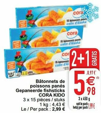 Bâtonnets de poissons panés gepaneerde fishsticks cora kido