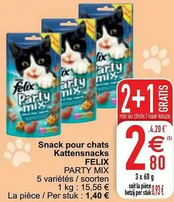 Cora Snack pour chats kattensnacks felix party mix aanbieding