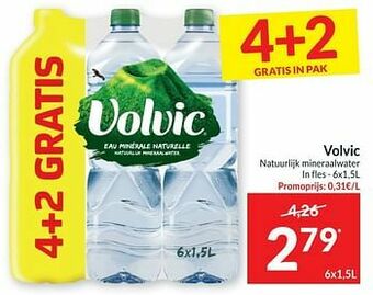 Intermarché Volvic natuurlijk mineraalwater aanbieding