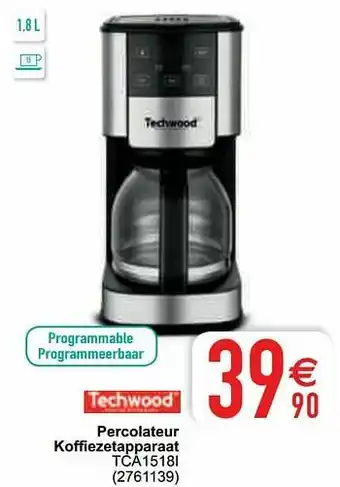 Cora Techwood percolateur koffiezetapparaat tca1518i aanbieding