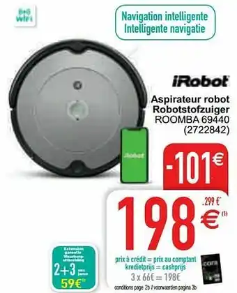 Cora Irobot aspirateur robot robotstofzuiger roomba 69440 aanbieding