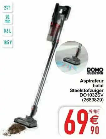 Cora Domo elektro aspirateur balai steelstofzuiger do1032sv aanbieding