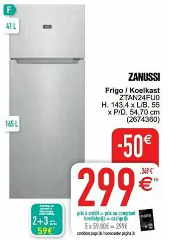Cora Zanussi frigo - koelkast ztan24fu0 aanbieding